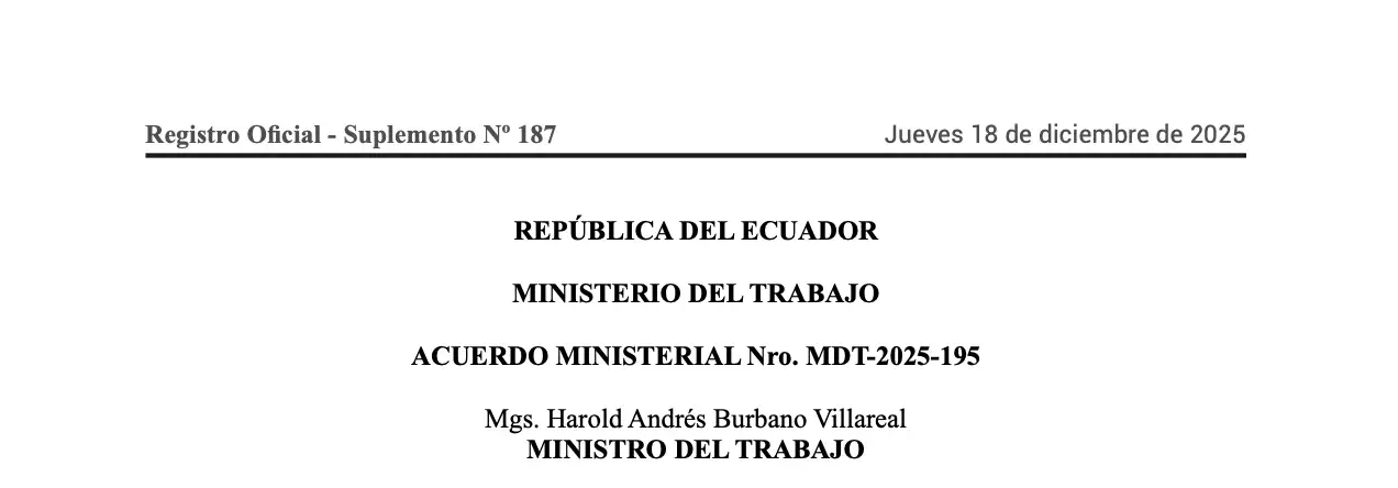 ACUERDO MINISTERIAL Nro. MDT-2025-195